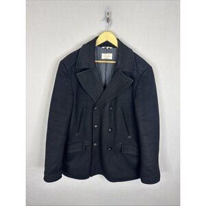 Rag & Bone Tailored Workwear Wool Peacoat 44 Black Double Breasted Insulated USA